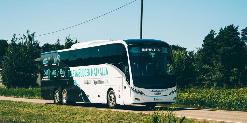 Tämä on Suomen ensimmäinen täyssähköinen pitkän matkan linja-auto