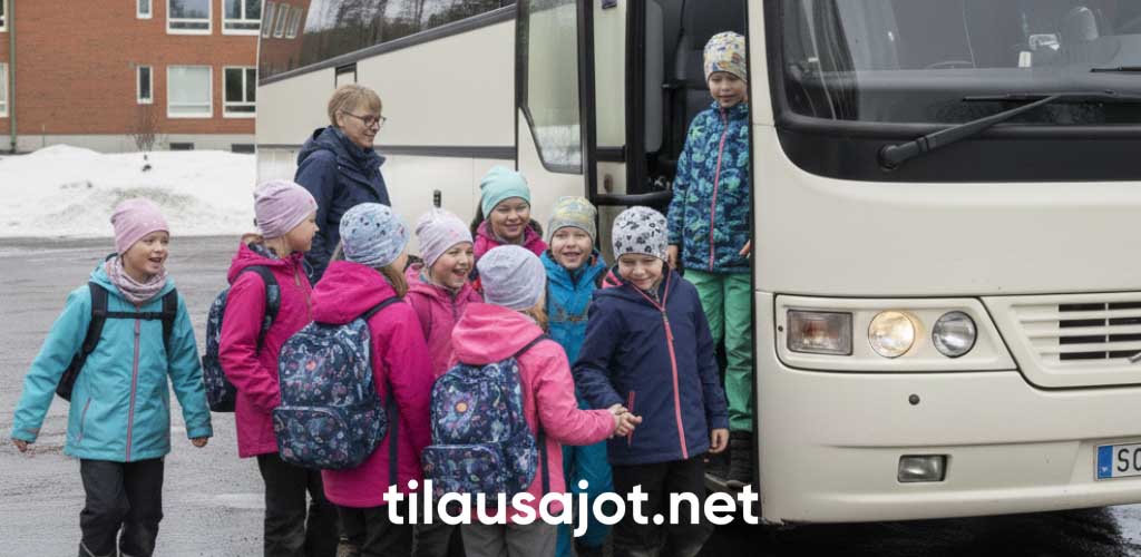 lapset nousemassa bussiin - Tilausajot.net