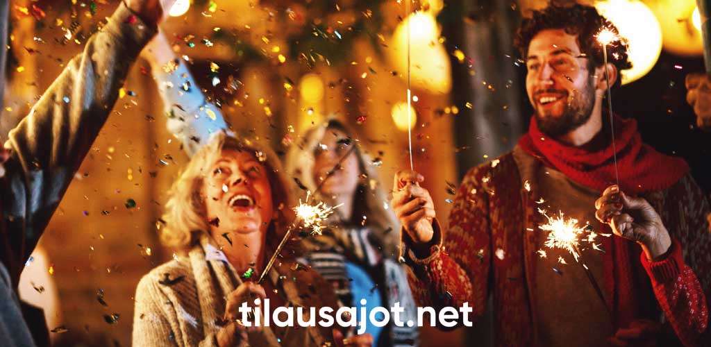 Tähtisädetikut juhlivat ihmiset pikkujoulut - Tilausajot.net